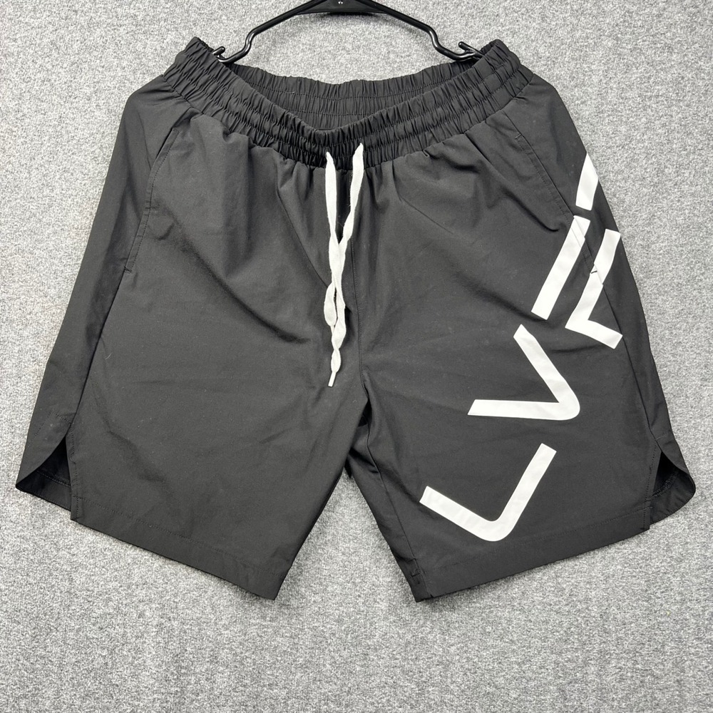 Live Fit Apparel Shorts Mens Large Black LVFT Logo Athletic Gym Workout